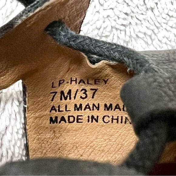 LUCKY BRAND HALEY WEDGE SANDAL gladiator lace up BLACK LEATHER women size 7M - Picture 11 of 11